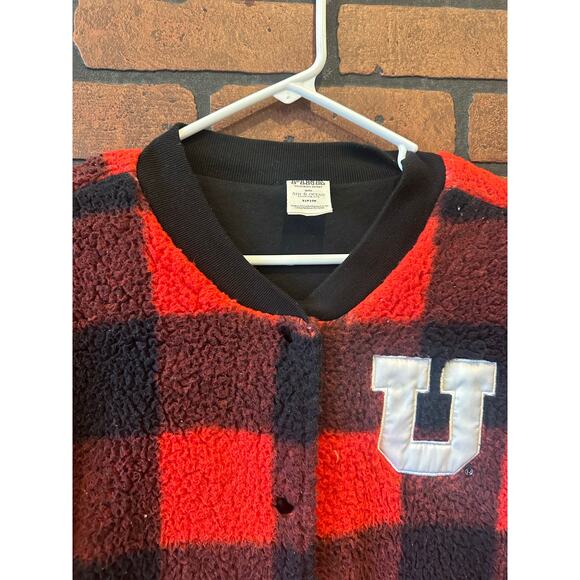 PINK Utah Utes University of Utah Buffalo Check Sherpa Jacket Coat Small - Picture 4 of 14